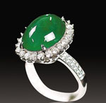 戒指上面一抹绿色风景 翡翠戒指